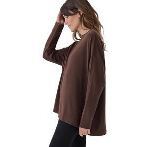 PACT Organic Airplane long sleeve poncho, Mahogany Heather, Size XS/S